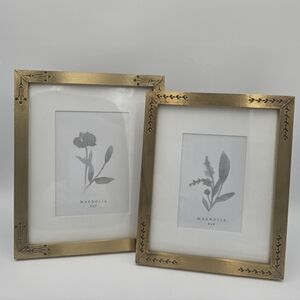 Floral Antique Brass Photo Frame Set Of 2